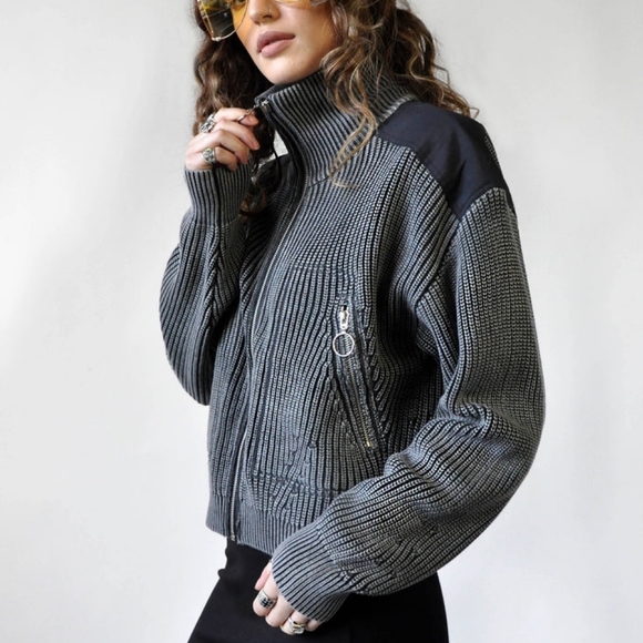 EMORY PARK Chic Black Washed Knitted Jacket - Picture 2 of 4